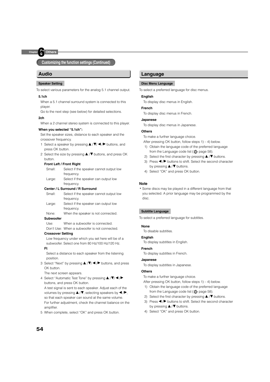 Toshiba HD-D1, HD-A1 owner manual Language 