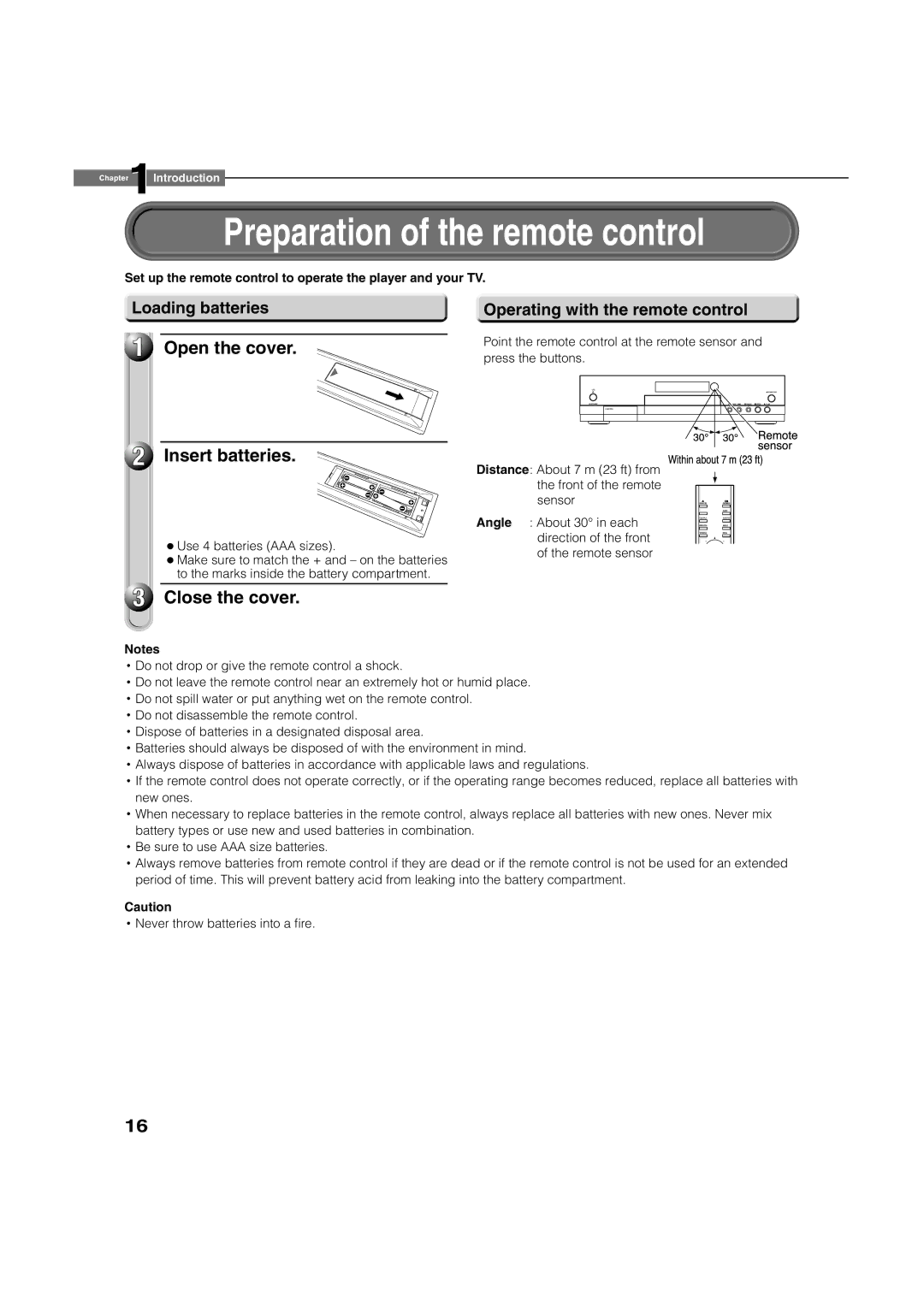 Toshiba HD-A1 Preparation of the remote control, Open the cover Insert batteries, Close the cover, Loading batteries 