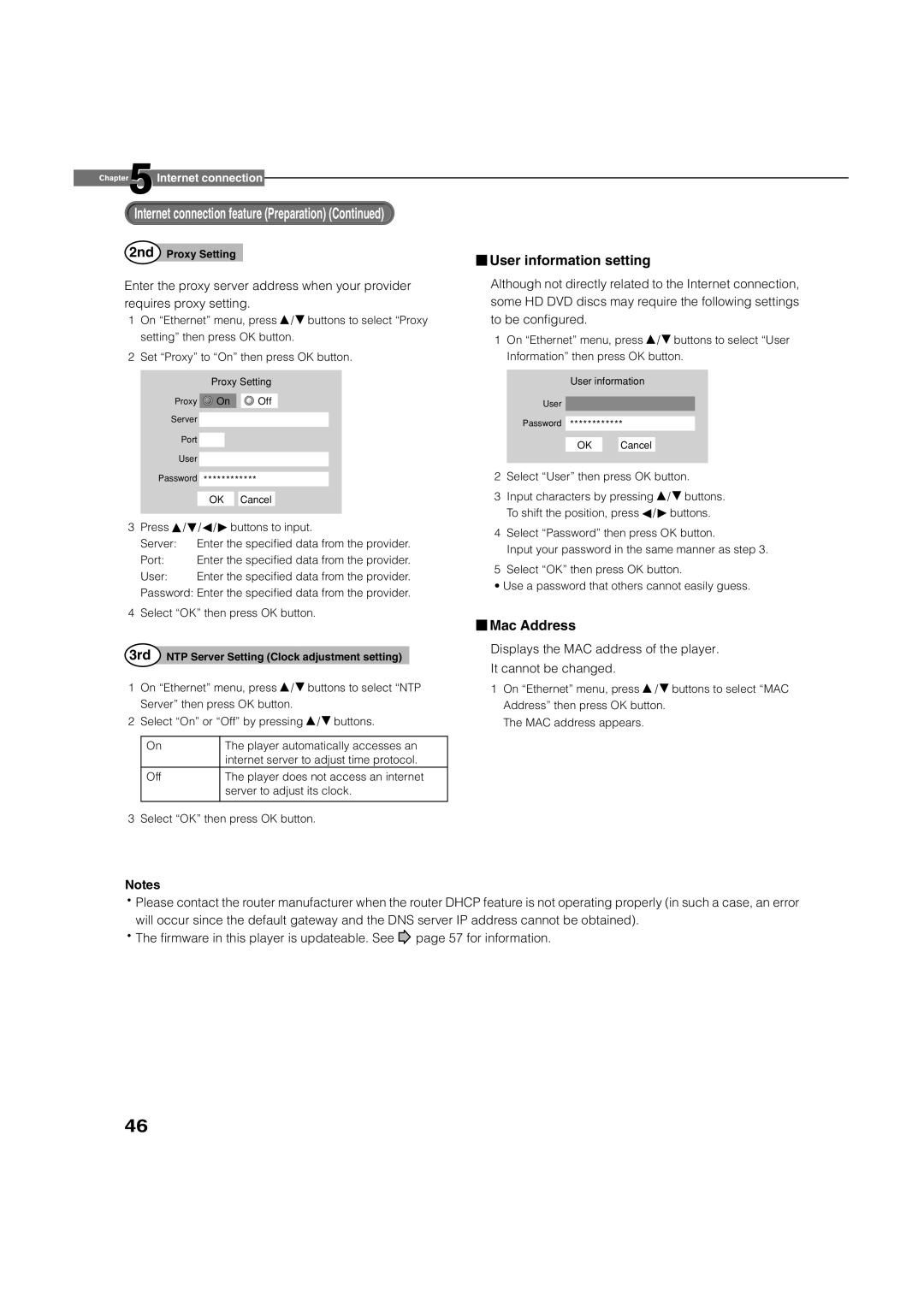 Toshiba HD-A1 owner manual User information setting 