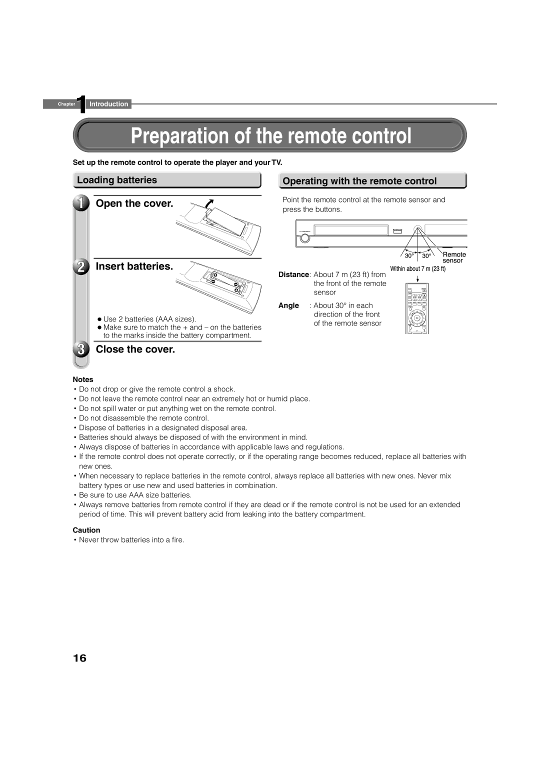 Toshiba HD-A2KC Preparation of the remote control, Open the cover Insert batteries, Close the cover, Loading batteries 