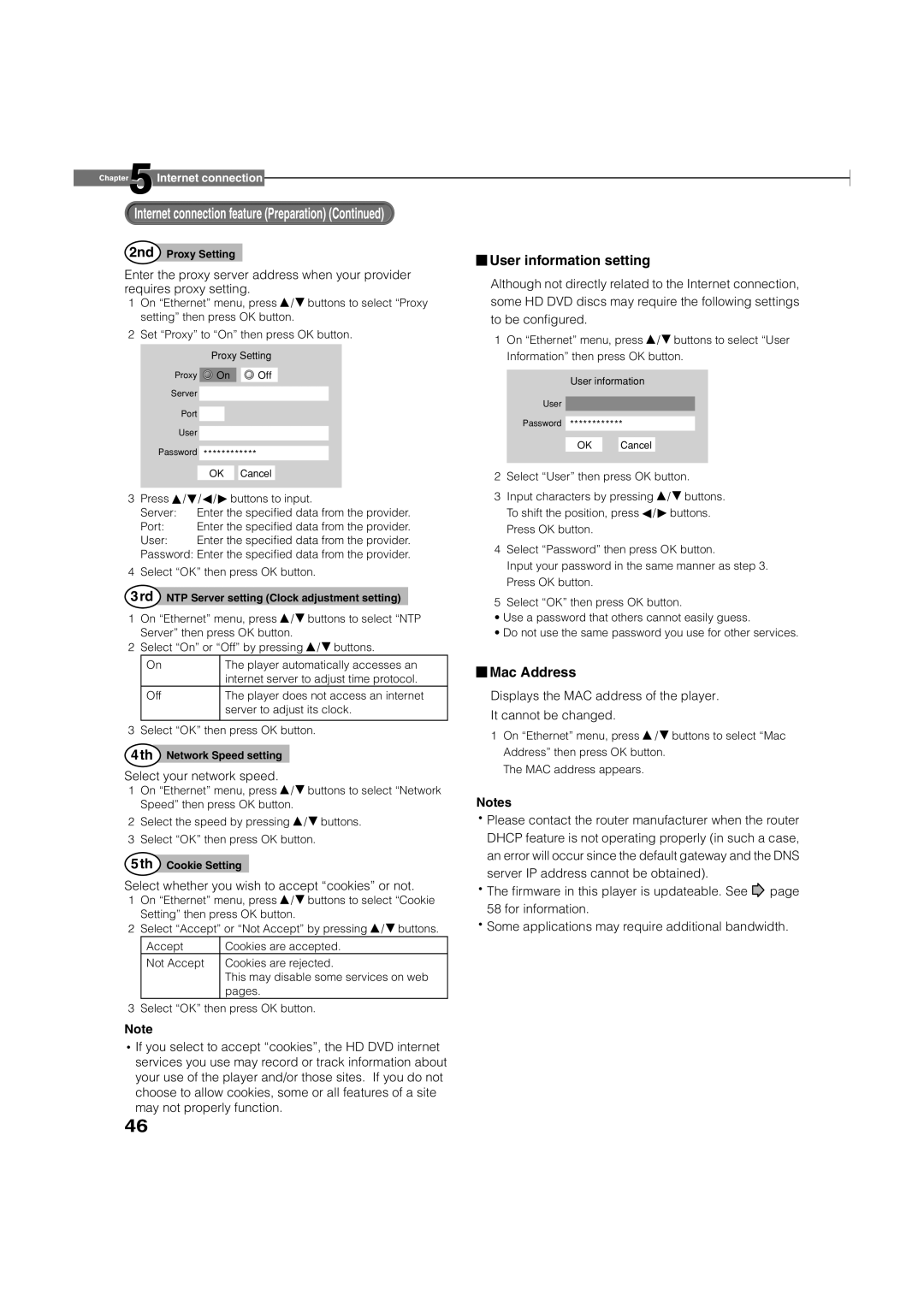 Toshiba HD-A2KC manual User information setting 