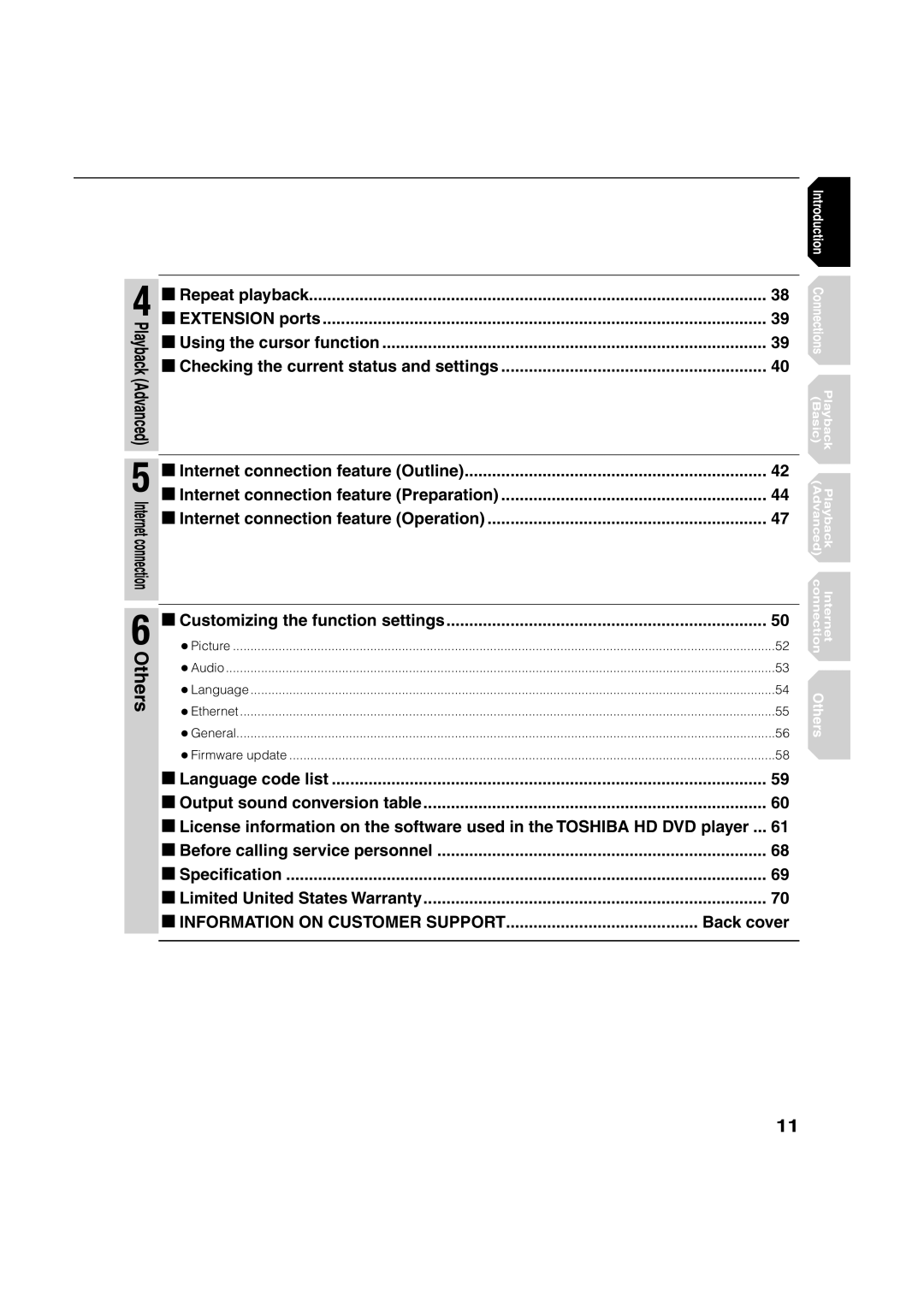 Toshiba HD-A2KU manual 7Firmware update, Advanced, 7Picture Others 7Audio 7Language 7Ethernet 7General 