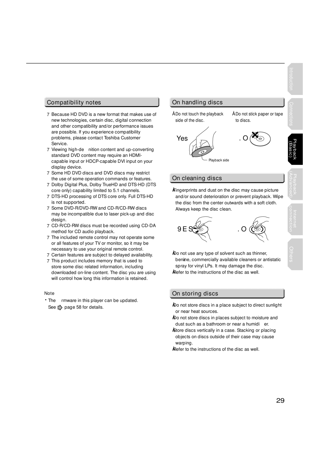 Toshiba HD-A2WKU manual On handling discs, On cleaning discs, On storing discs 