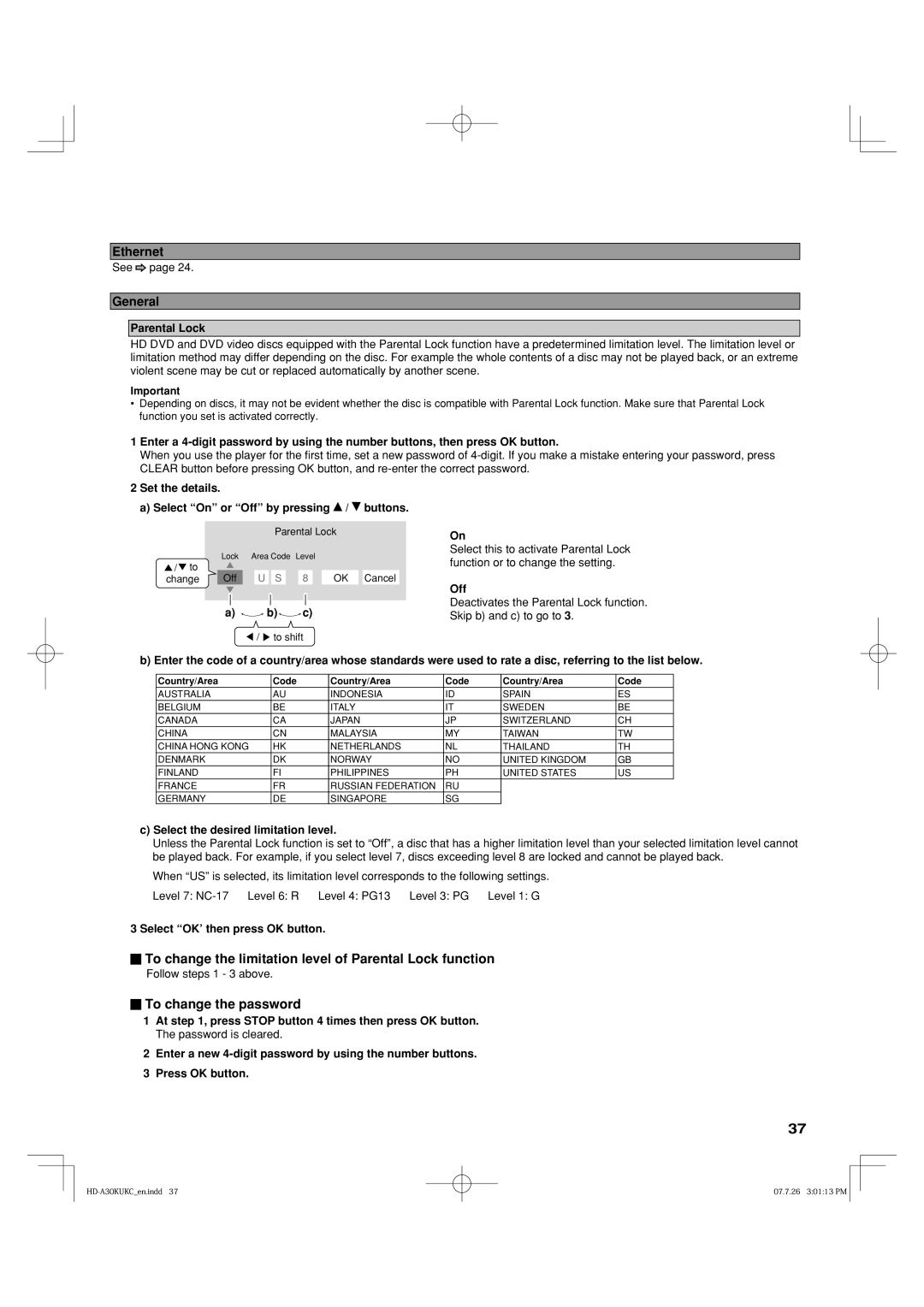 Toshiba HD-A35KC, HD-A35KU owner manual Ethernet, General 