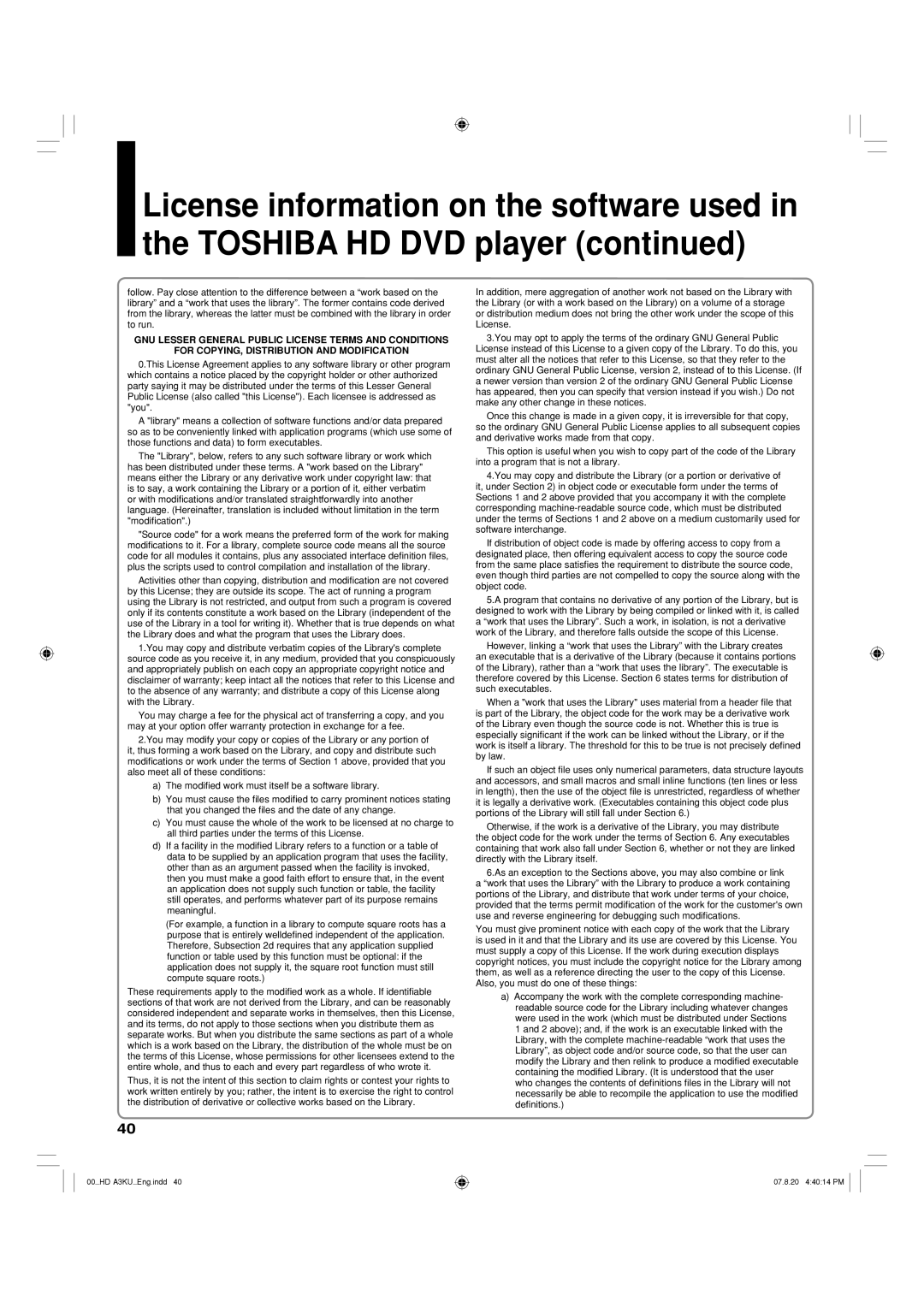 Toshiba HD-A3KC owner manual 