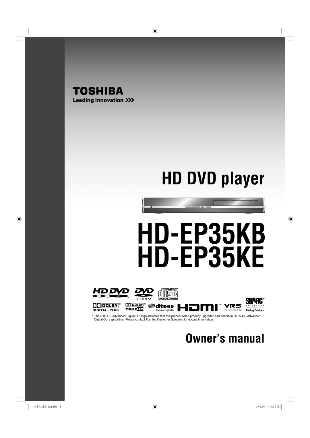 Toshiba manual HD-EP35KB HD-EP35KE 