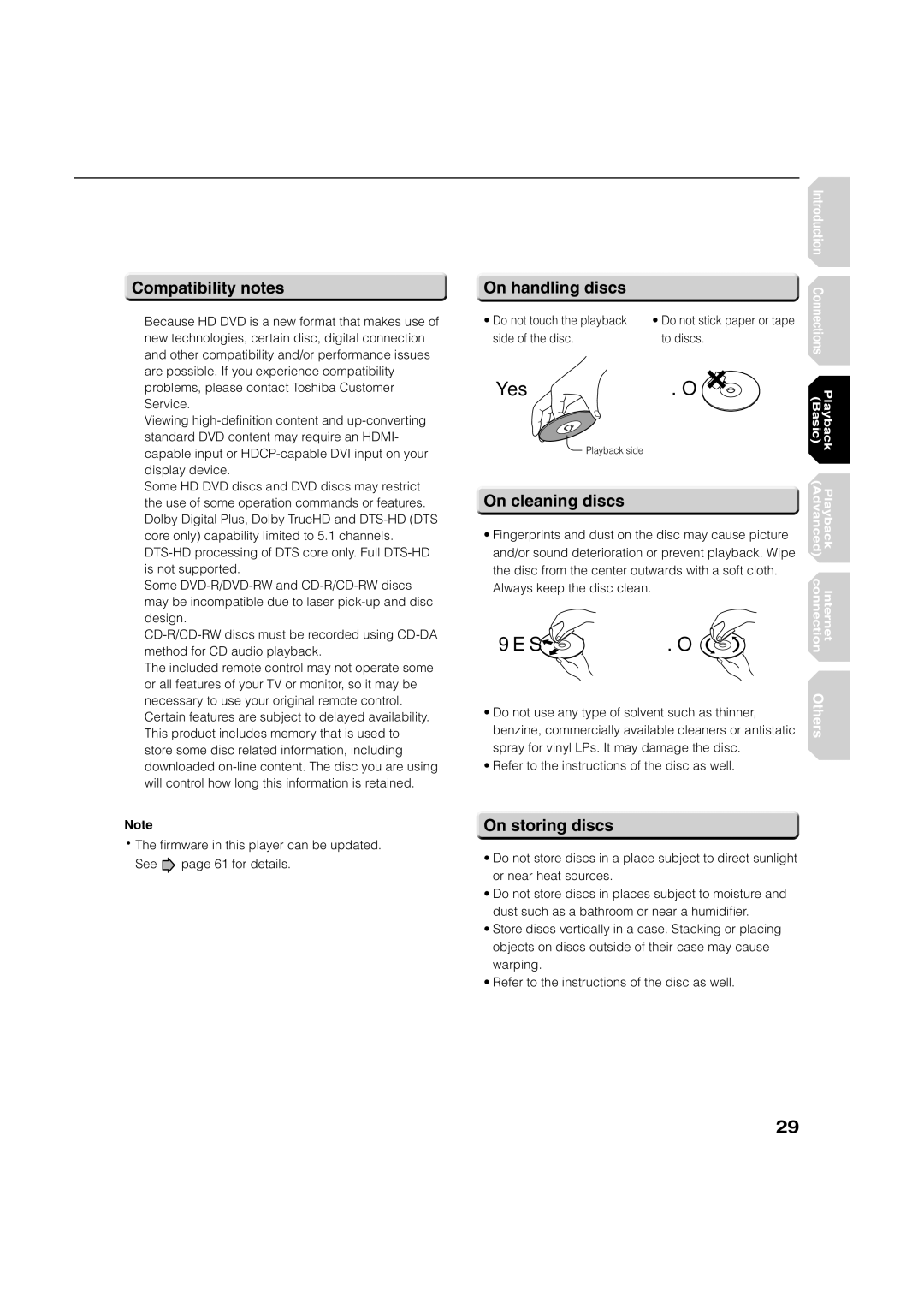 Toshiba HD-XA2KN owner manual On handling discs, On cleaning discs, On storing discs 