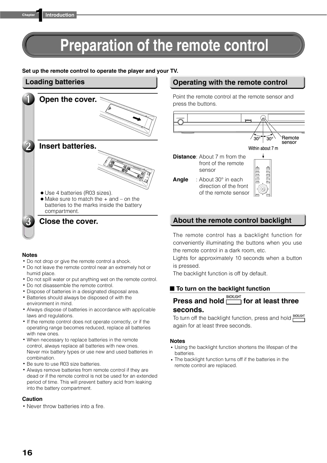 Toshiba HD-XE1KY manual Preparation of the remote control, Open the cover Insert batteries, Close the cover 