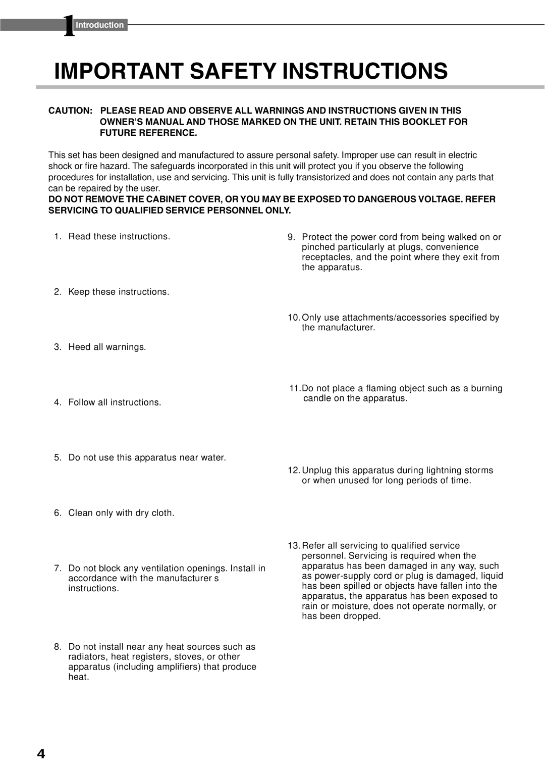 Toshiba HD-XE1KY manual Important Safety Instructions 