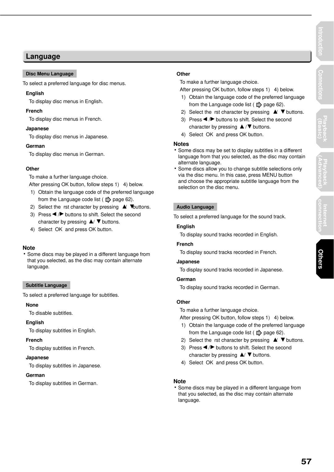 Toshiba HD-XE1KY manual Language 