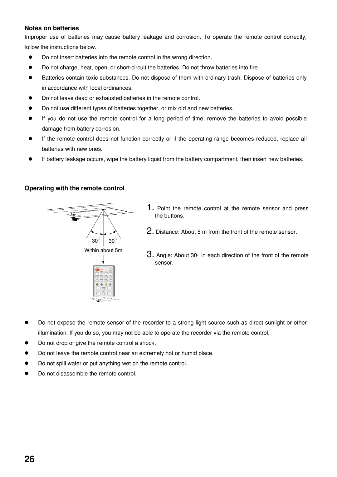 Toshiba HDD-J35 manual Operating with the remote control 