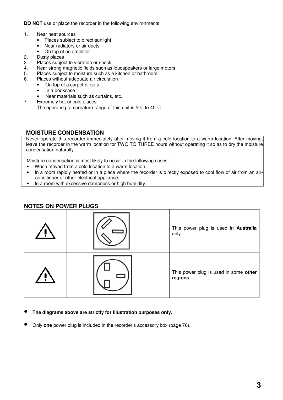 Toshiba HDD-J35 manual Moisture Condensation, Diagrams above are strictly for illustration purposes only 