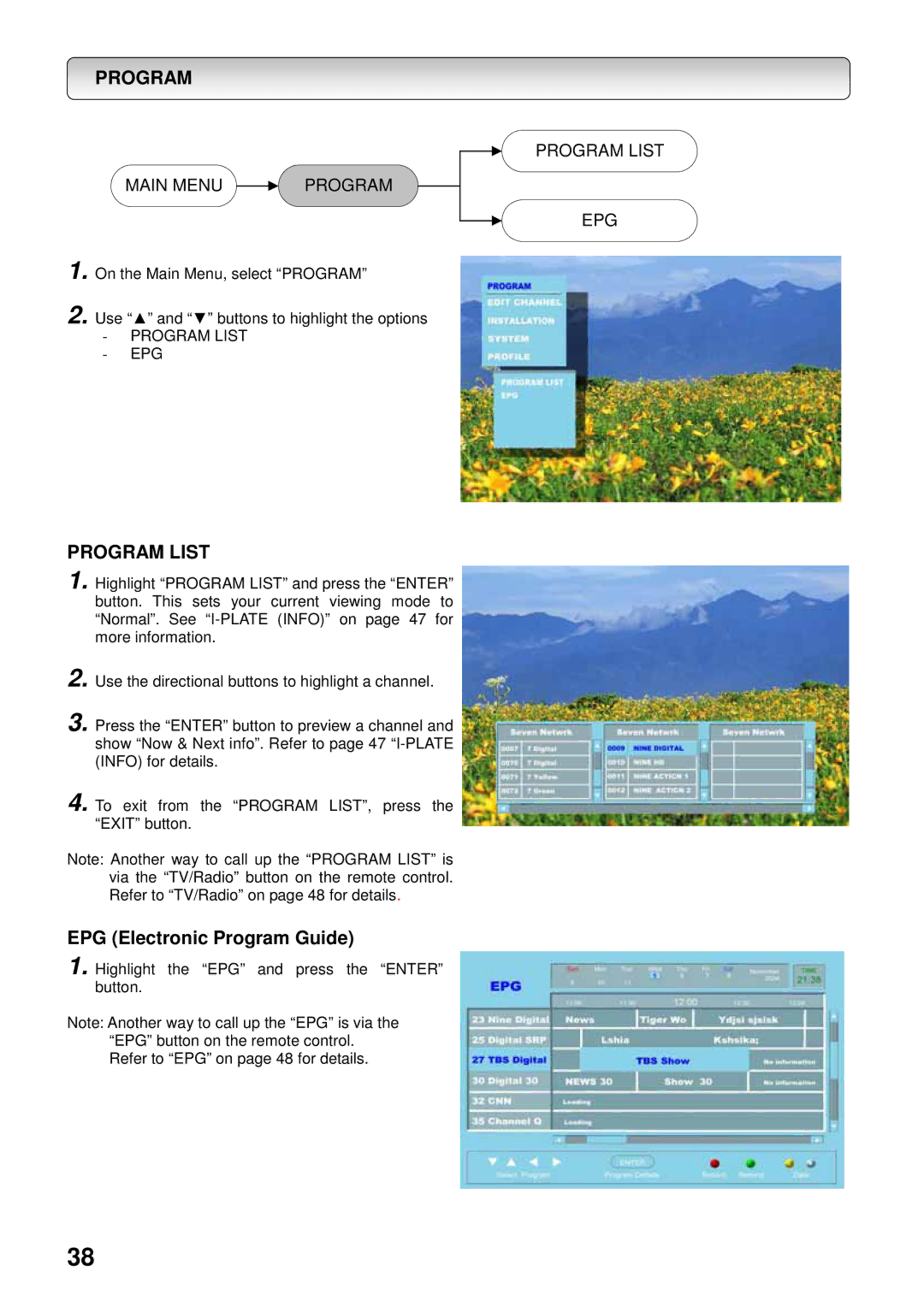 Toshiba HDD-J35 manual Program List EPG 