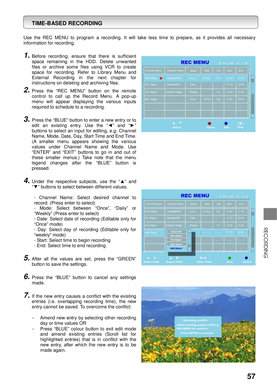 Toshiba HDD-J35 manual TIME-BASED Recording 