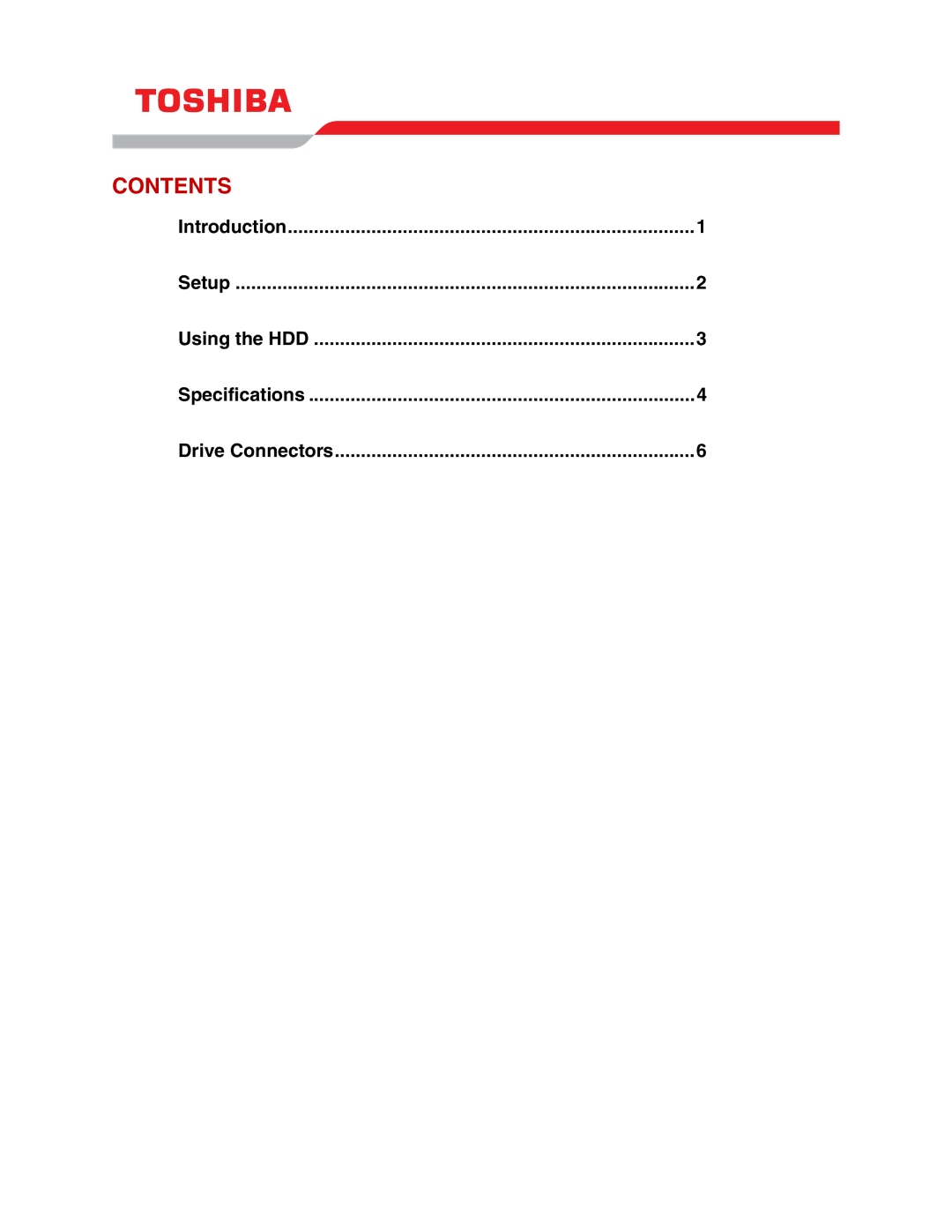 Toshiba HDD1744 user manual Contents 