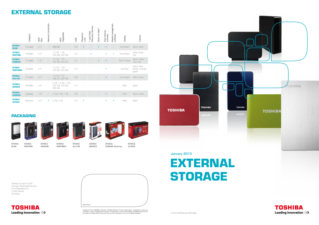 Toshiba HDTD210XK3E1 specifications External Storage 