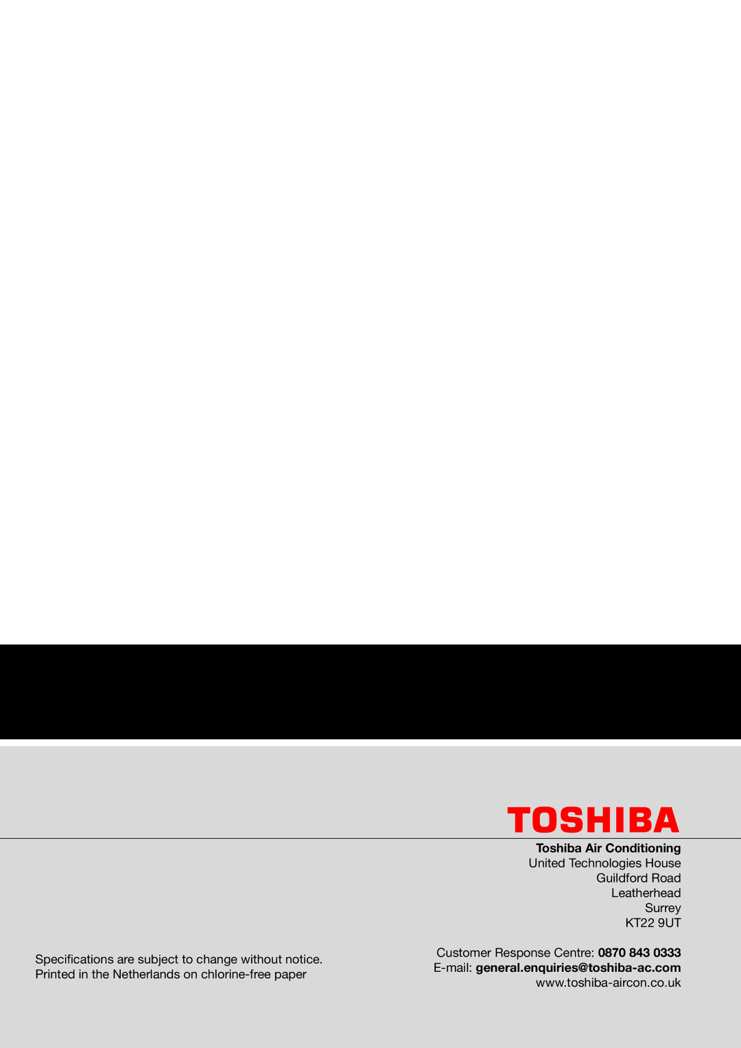 Toshiba HFC R-410A manual Toshiba Air Conditioning 