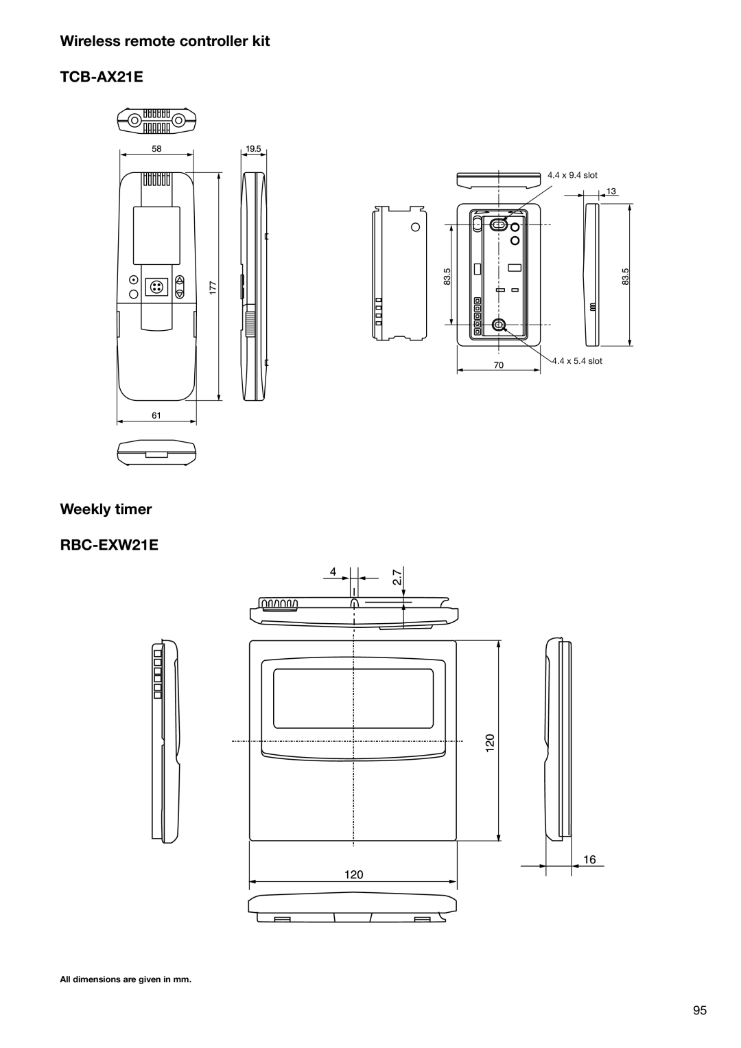 Toshiba HFC R-410A manual Wireless remote controller kit, TCB-AX21E, Weekly timer, RBC-EXW21E 