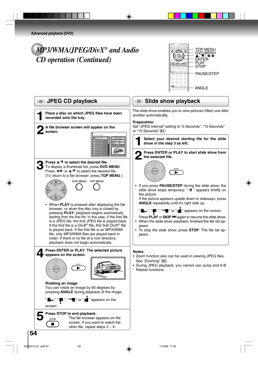 Toshiba HI-FI SQPB owner manual CD Jpeg CD playback, CD Slide show playback 