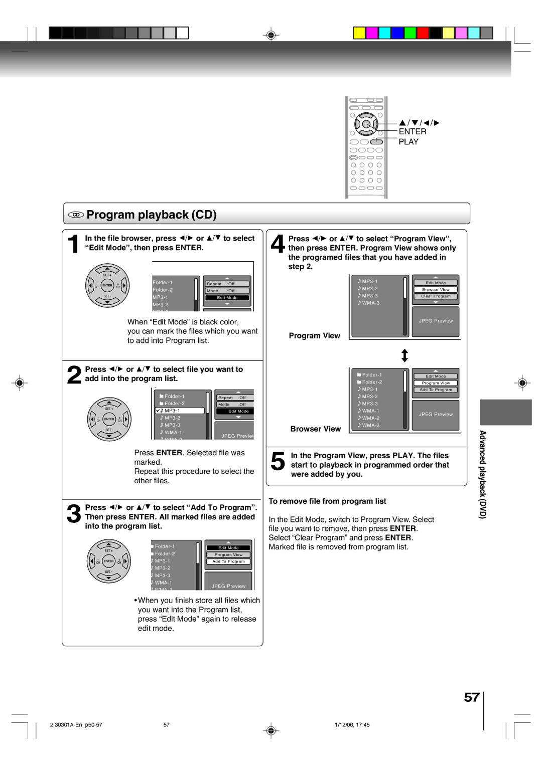 Toshiba HI-FI SQPB owner manual CD Program playback CD, Browser View 