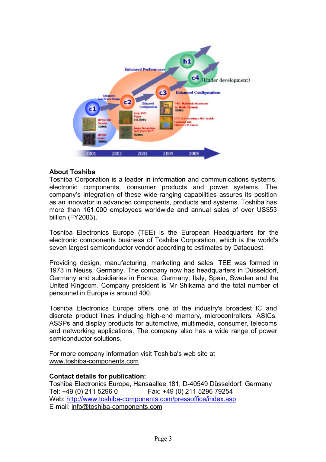 Toshiba High Performance Microprocessor manual About Toshiba, Contact details for publication 