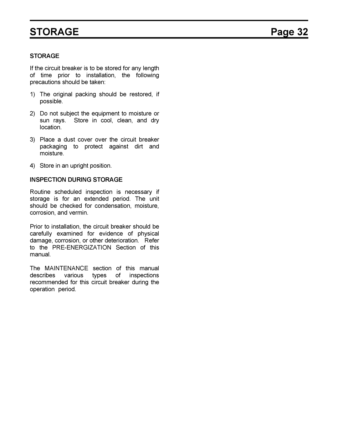 Toshiba HV6AS instruction manual Inspection During Storage 