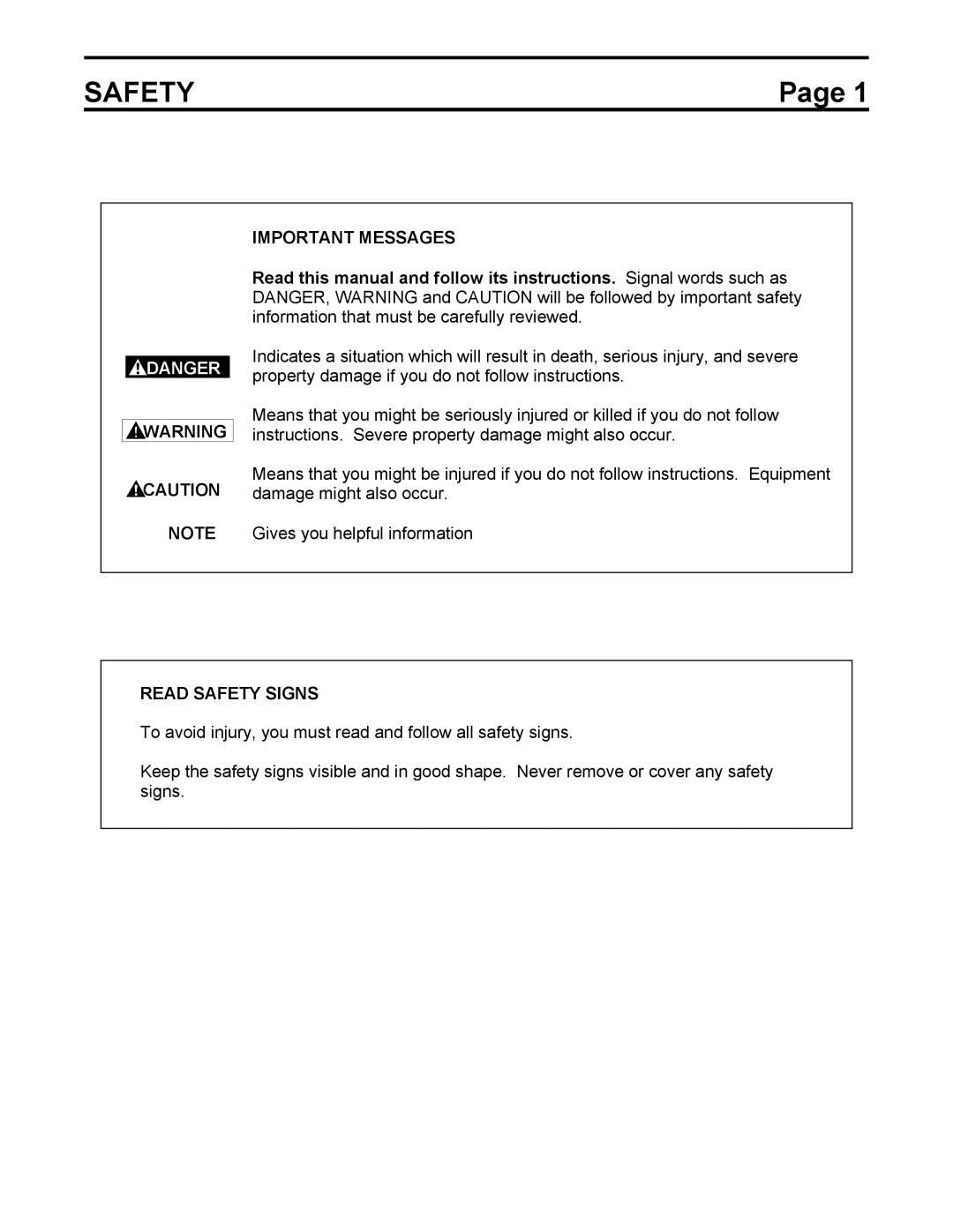 Toshiba HV6AS instruction manual Important Messages, Read Safety Signs 