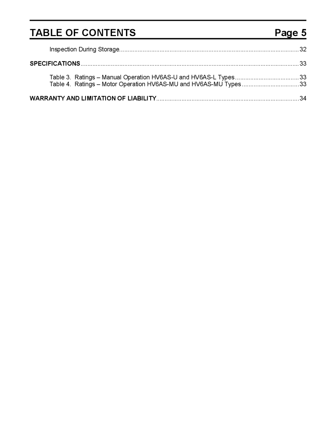 Toshiba HV6AS instruction manual Inspection During Storage 