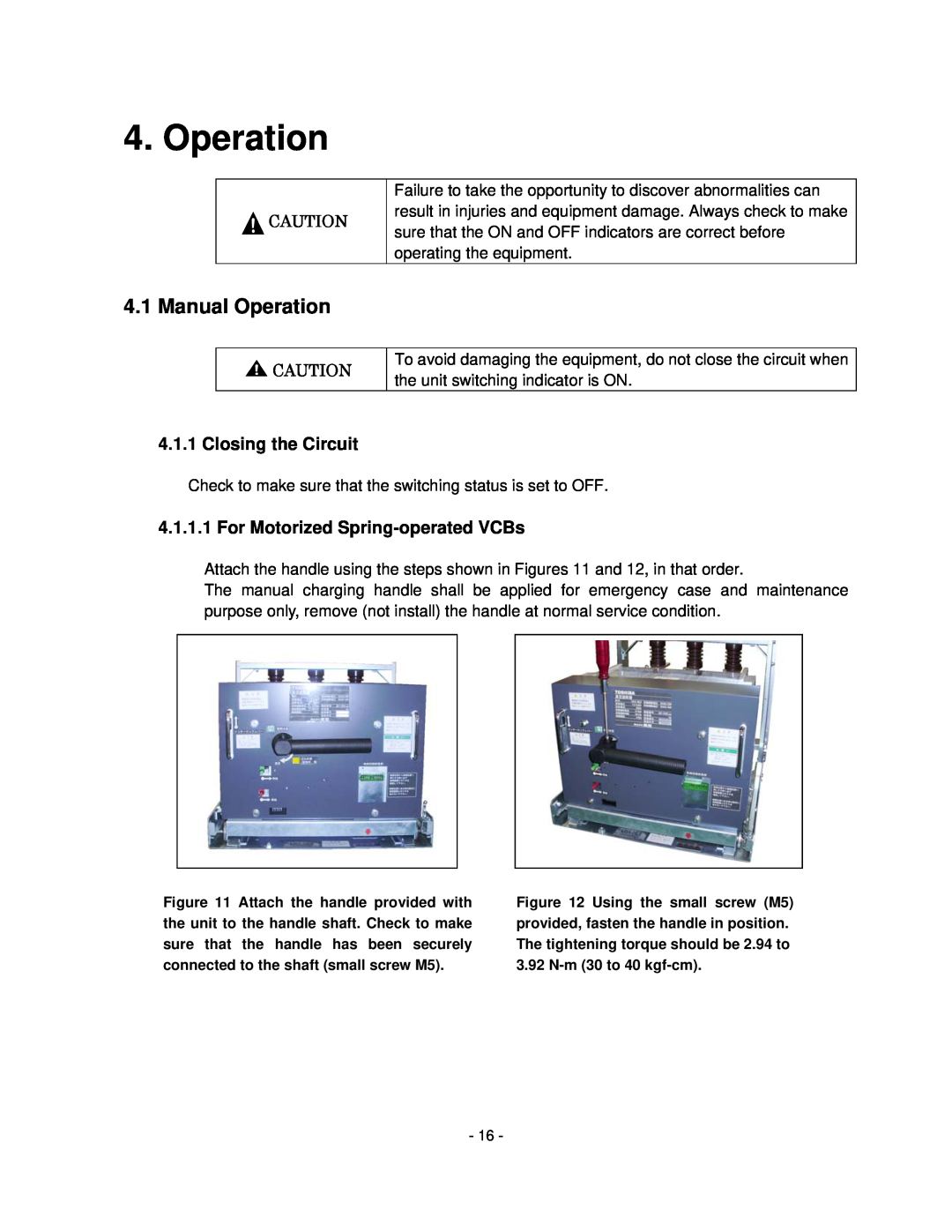 Toshiba HV6CS-MLD, H6A-HLS operation manual Manual Operation 