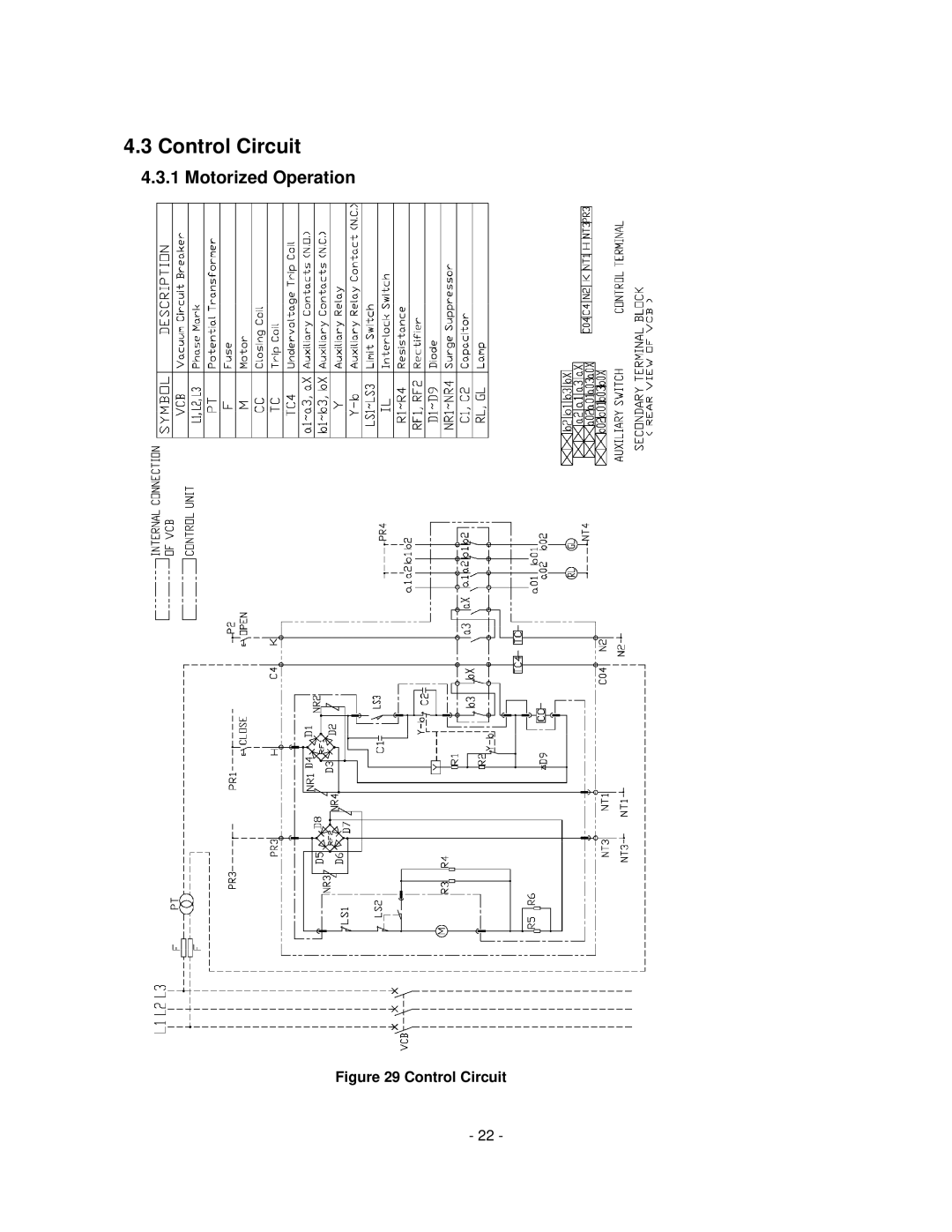 Toshiba HV6CS-MU operation manual Control Circuit, Motorized Operation 