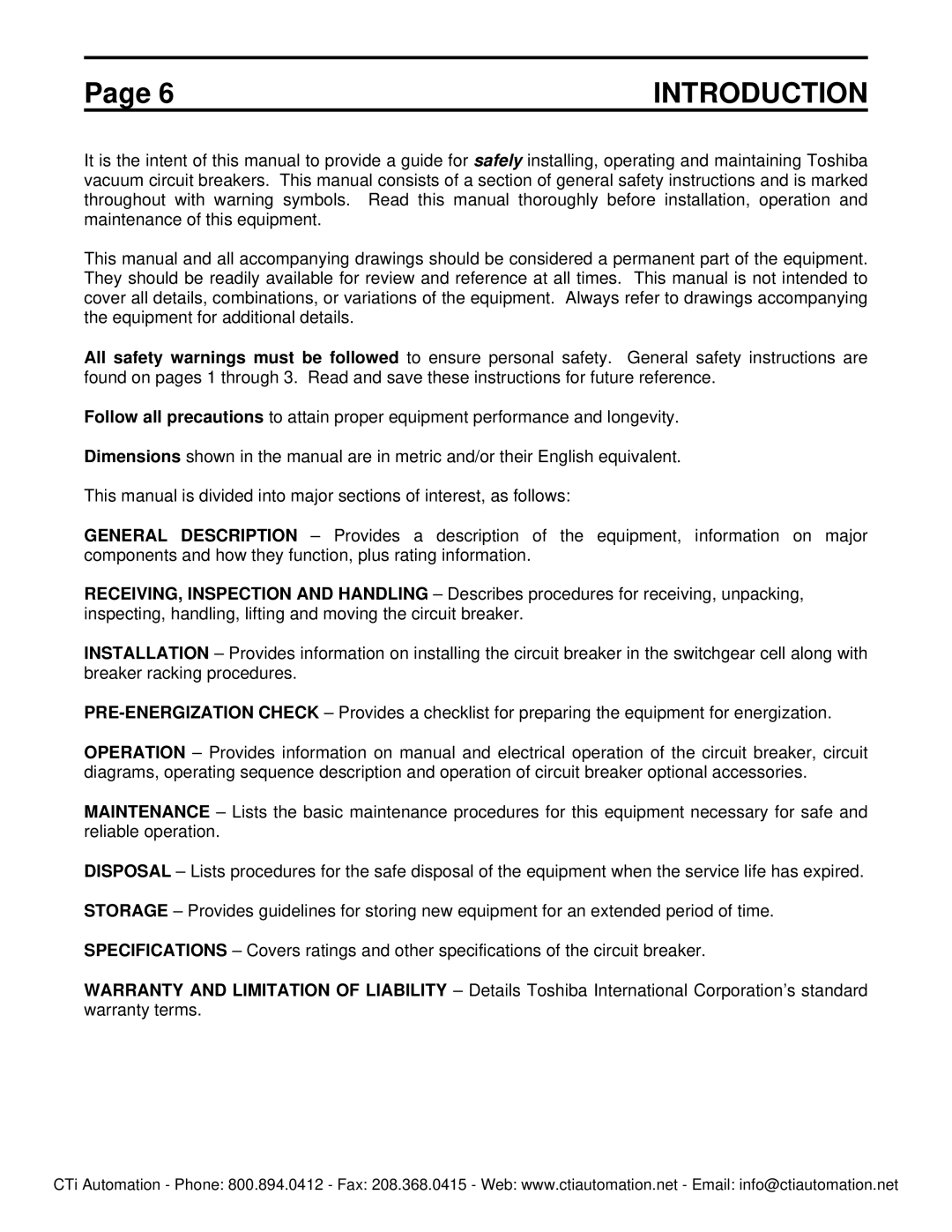 Toshiba HV6FS-MLD instruction manual Introduction 