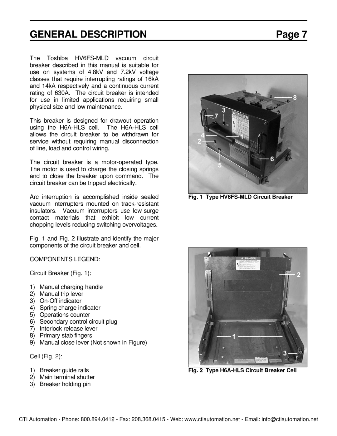 Toshiba HV6FS-MLD instruction manual General Description, Components Legend 