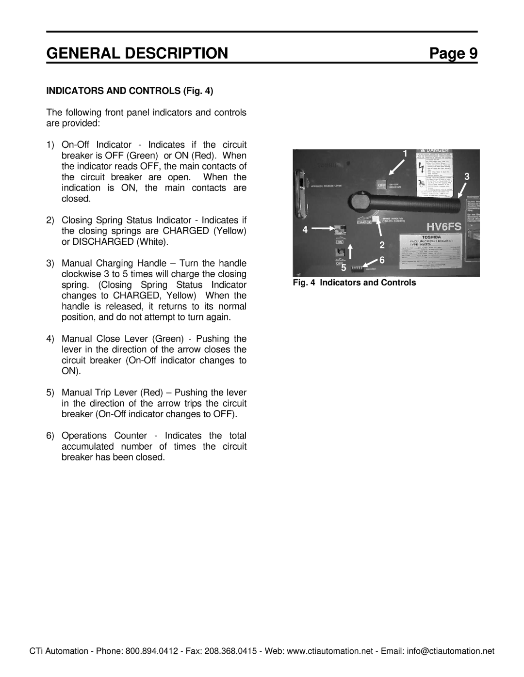 Toshiba HV6FS-MLD instruction manual Indicators and Controls Fig 