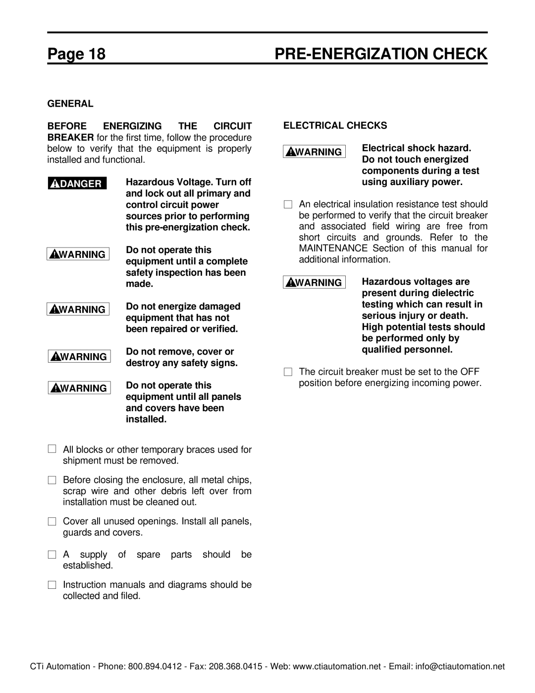 Toshiba HV6FS-MLD instruction manual General, Electrical Checks, Electrical shock hazard, Do not touch energized, Made 