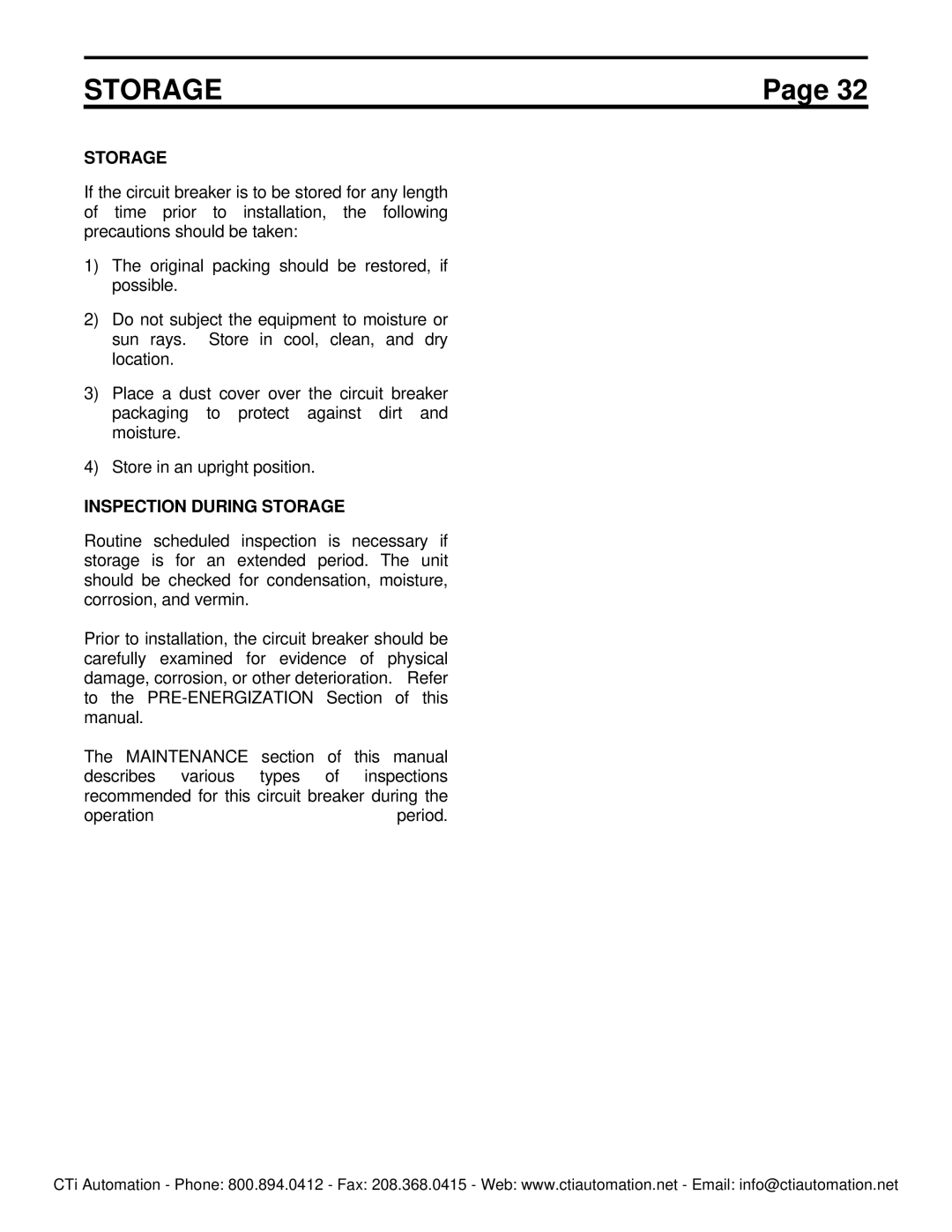 Toshiba HV6FS-MLD instruction manual Inspection During Storage 