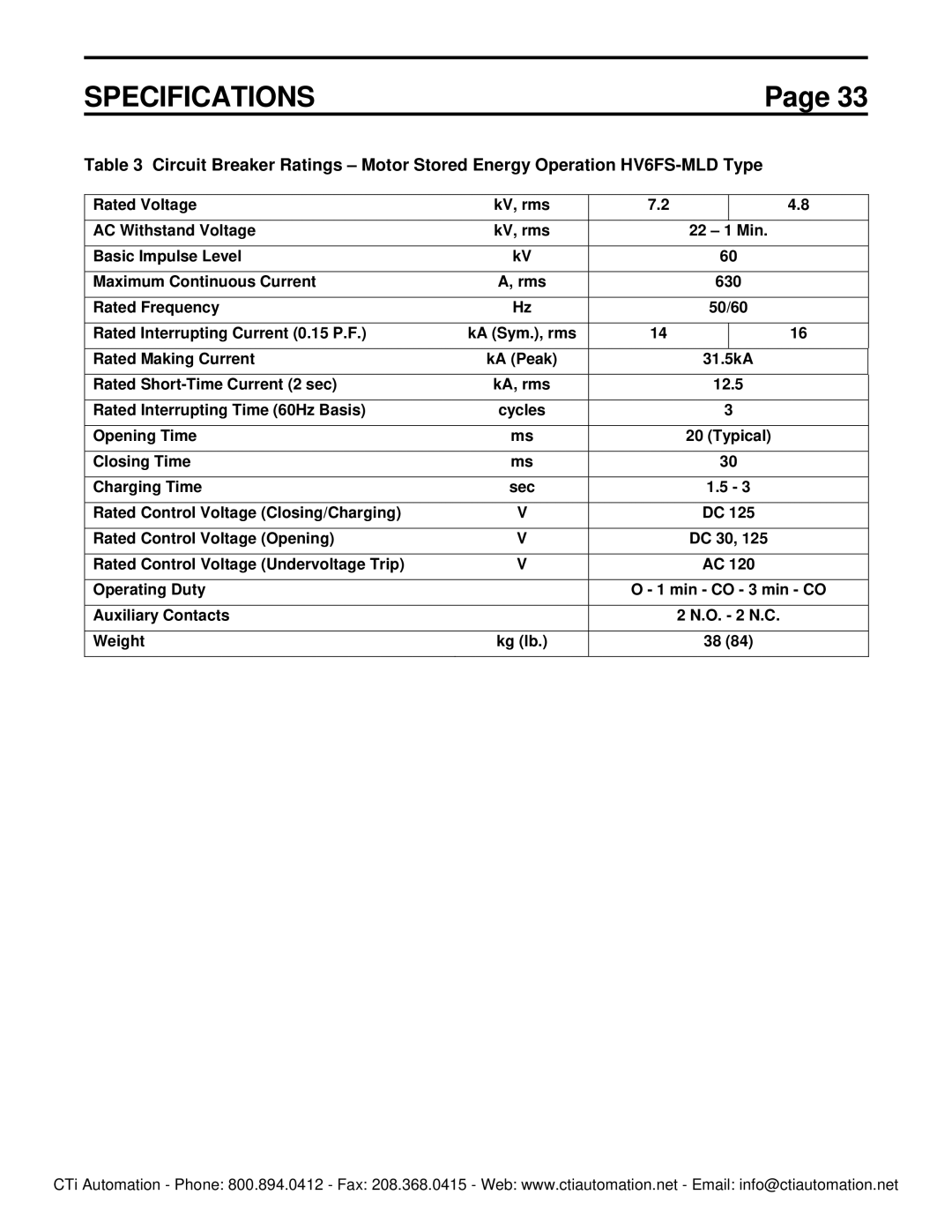 Toshiba HV6FS-MLD instruction manual Specifications 