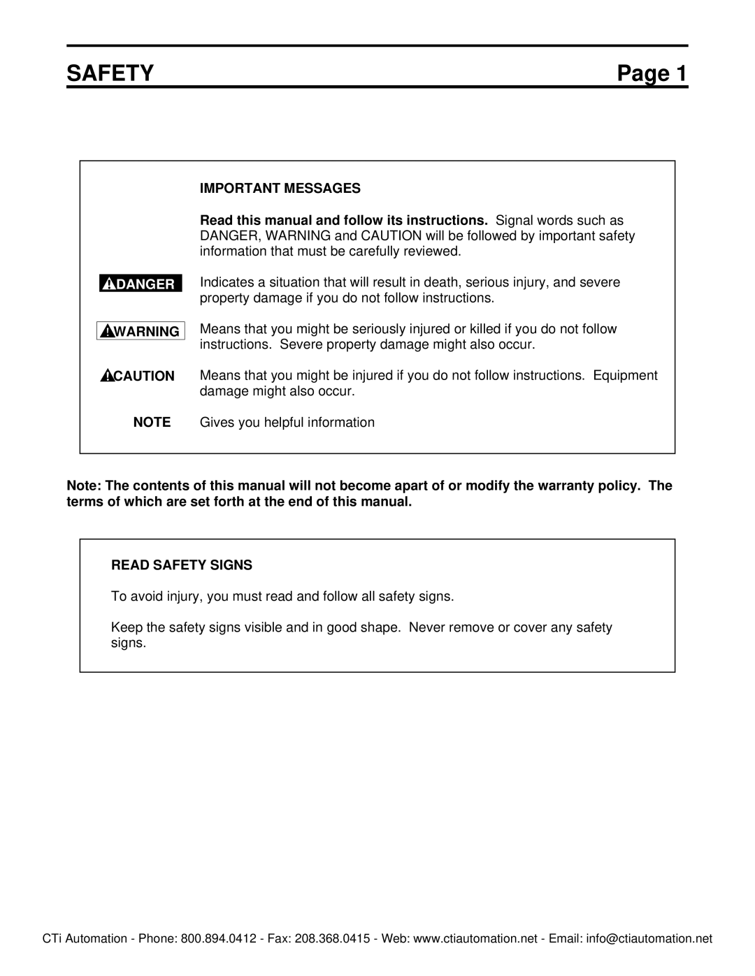 Toshiba HV6FS-MLD instruction manual Important Messages, Read Safety Signs 