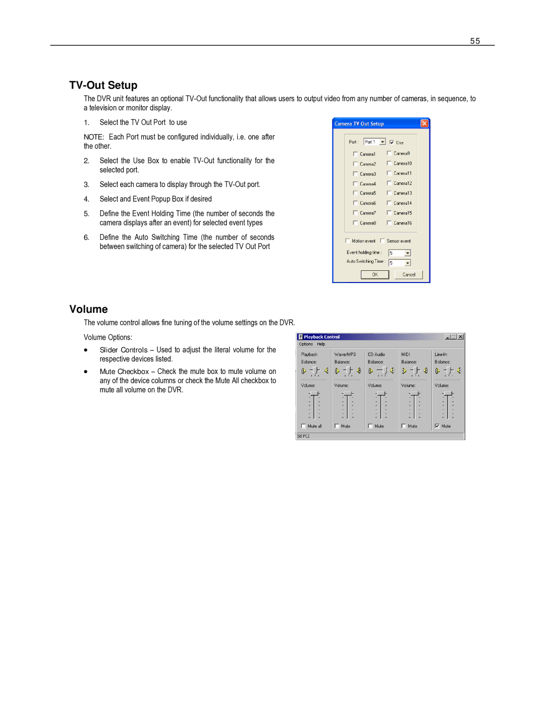 Toshiba HVR8-X, HVR32-X, HVR16-X user manual TV-Out Setup, Volume 