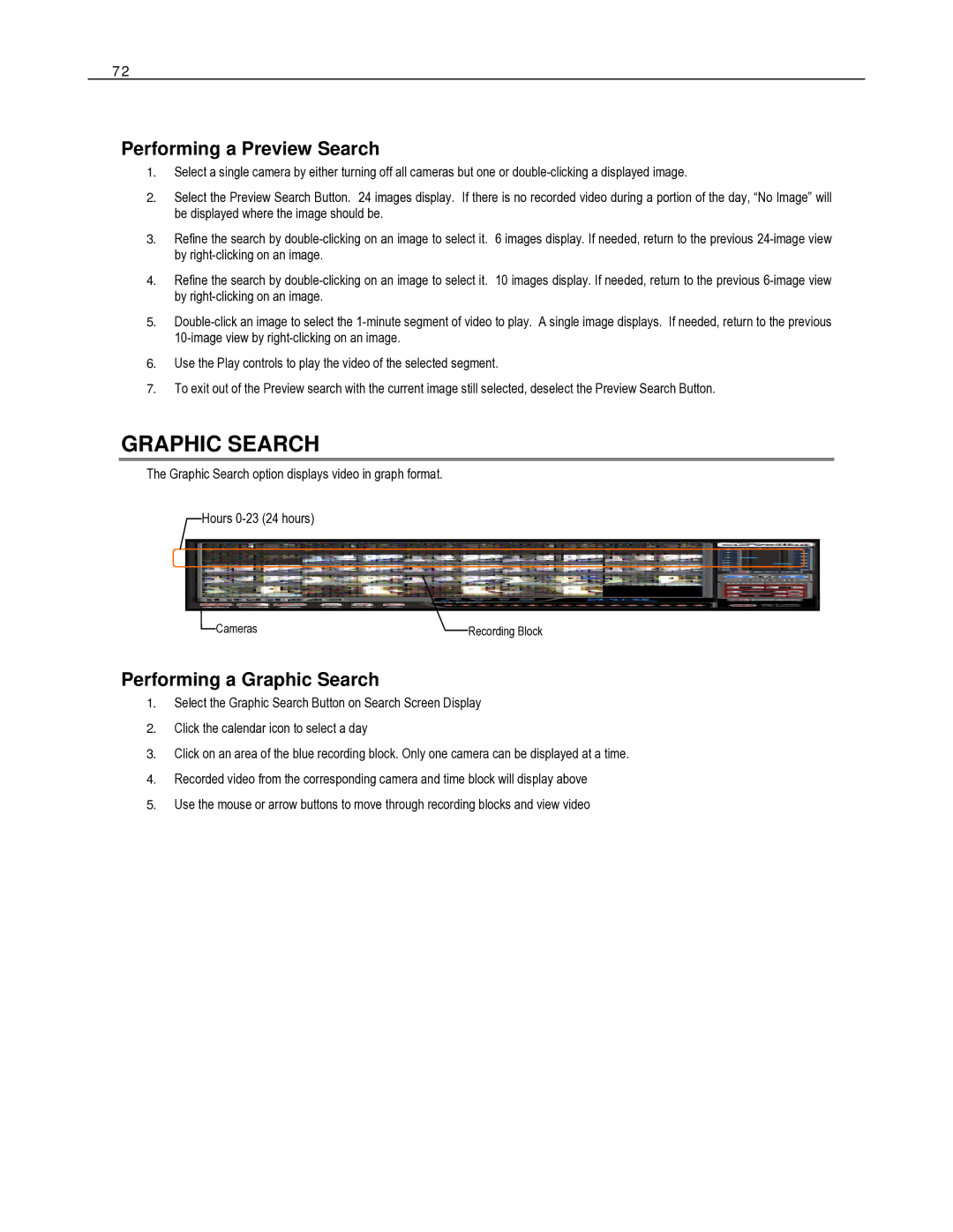 Toshiba HVR32-X, HVR8-X, HVR16-X user manual Performing a Preview Search, Performing a Graphic Search 