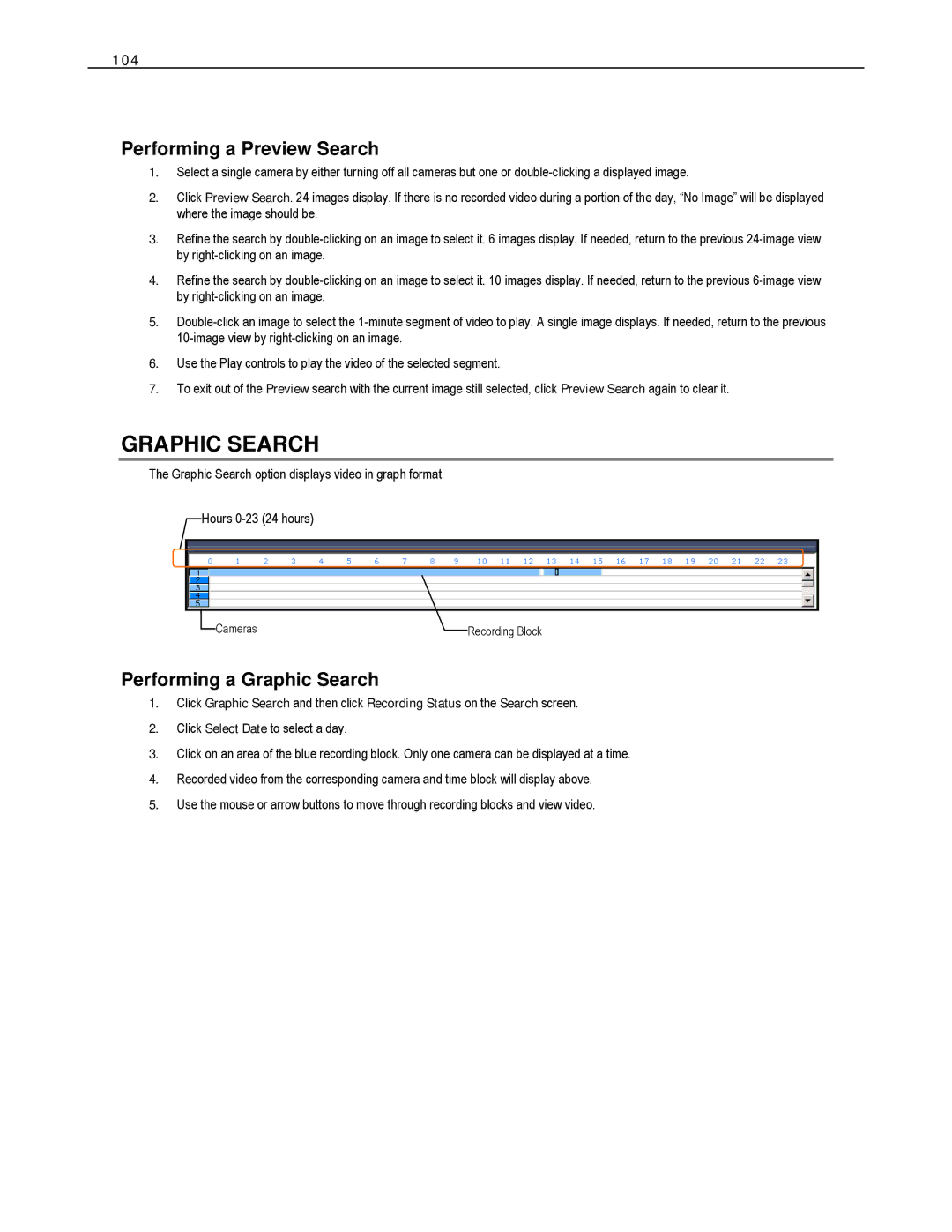 Toshiba XVS - DVS - HVS Digital Video Recorder Performing a Preview Search, Performing a Graphic Search, 104 