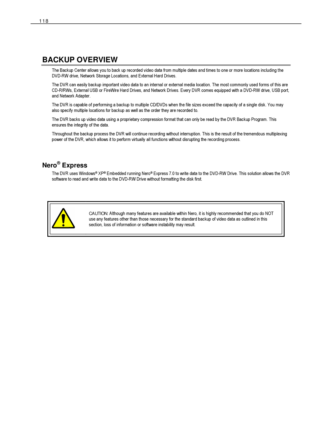 Toshiba DVS32-480-X, HVS32-480-X, XVS4-120-X, XVS16-240-X, XVS16-240V-X, HVS16-480H-X Backup Overview, Nero Express, 118 