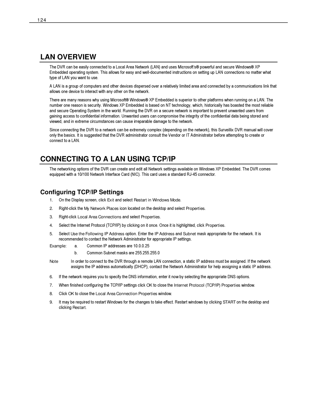 Toshiba HVS16-480H-X, HVS32-480-X, XVS4-120-X LAN Overview, Connecting to a LAN Using TCP/IP, Configuring TCP/IP Settings 