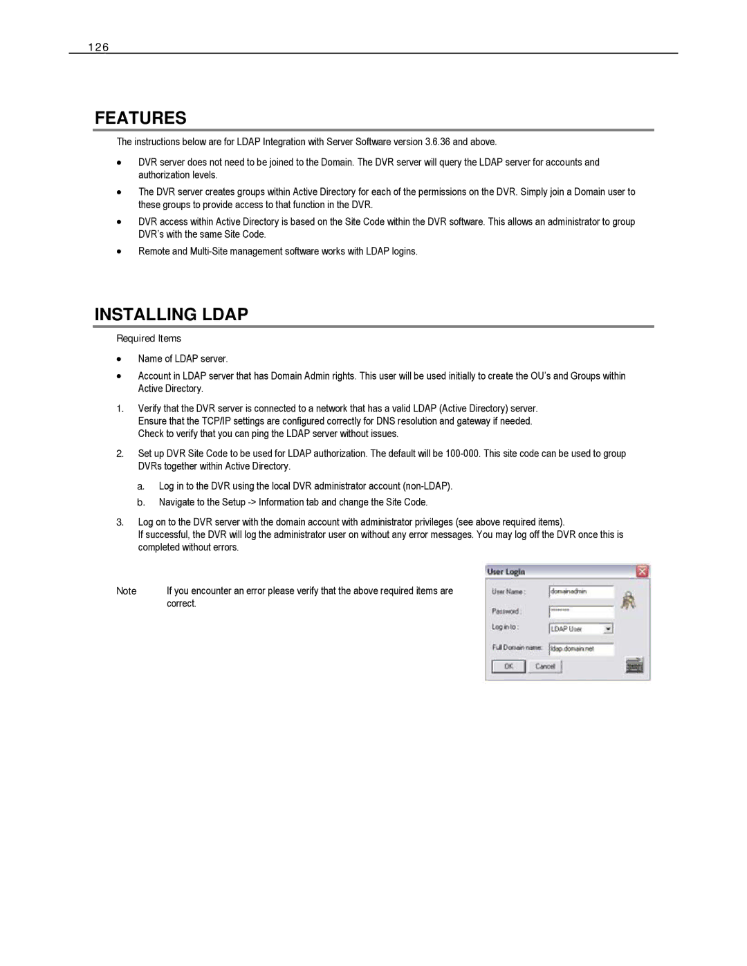 Toshiba HVS16-240-X, HVS32-480-X, XVS4-120-X, XVS16-240-X, XVS16-240V-X, HVS16-480H-X Installing Ldap, 126, Required Items 