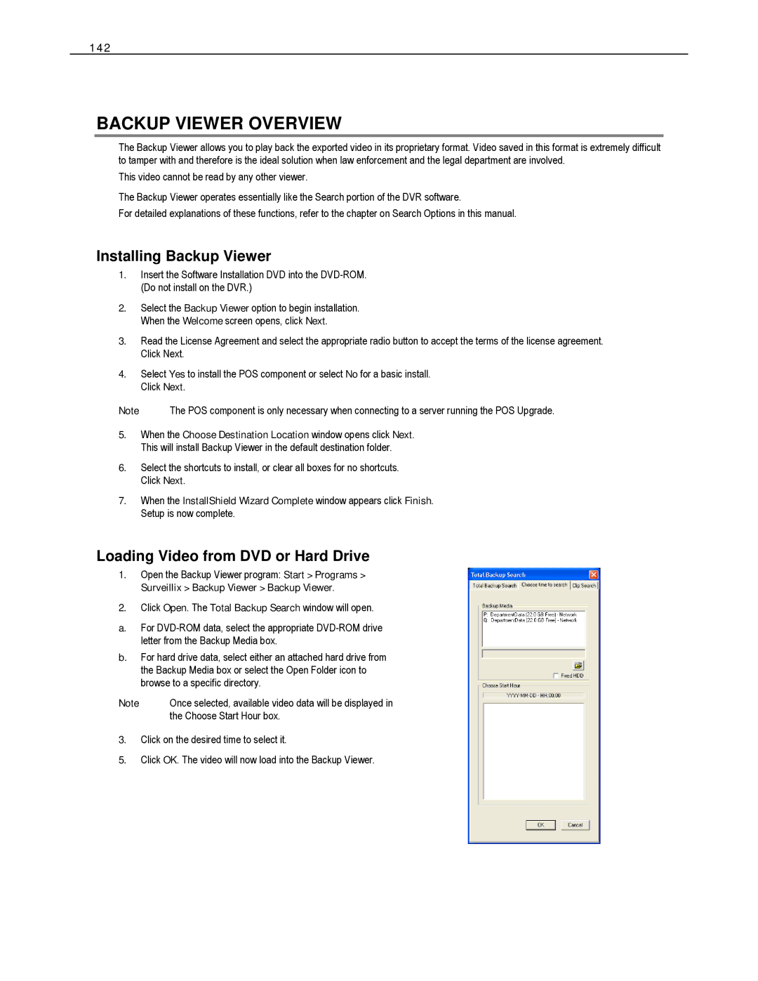 Toshiba HVS16-480-X user manual Backup Viewer Overview, Installing Backup Viewer, Loading Video from DVD or Hard Drive, 142 