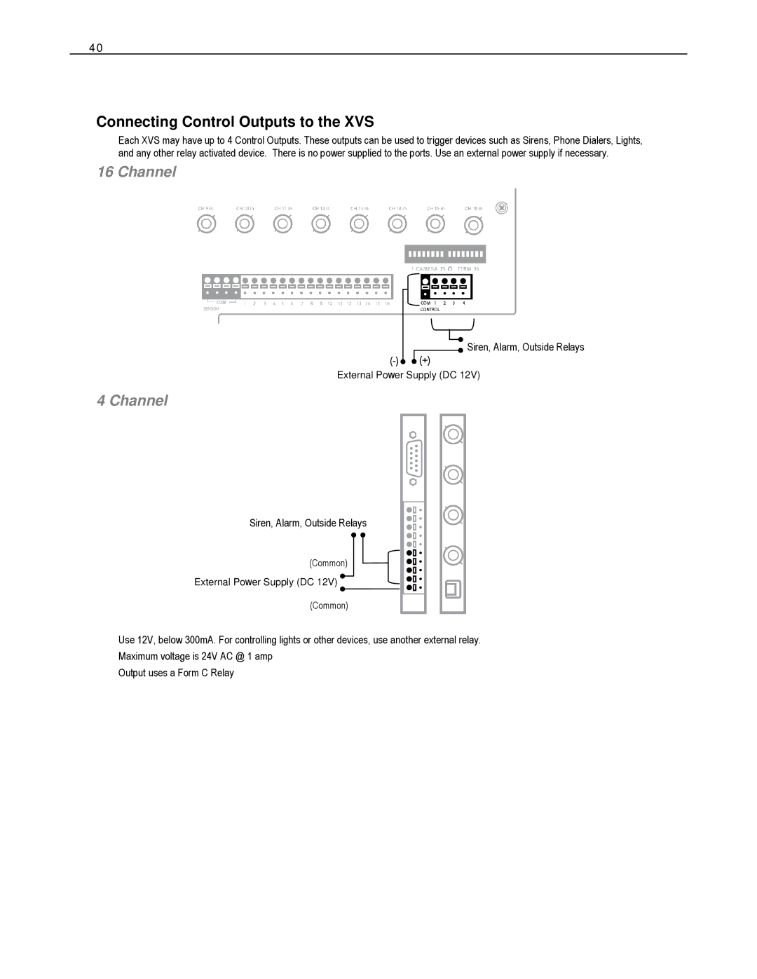 Toshiba DVS32-240-X, HVS32-480-X, XVS4-120-X, XVS16-240-X, XVS16-240V-X, HVS16-480H-X Connecting Control Outputs to the XVS 