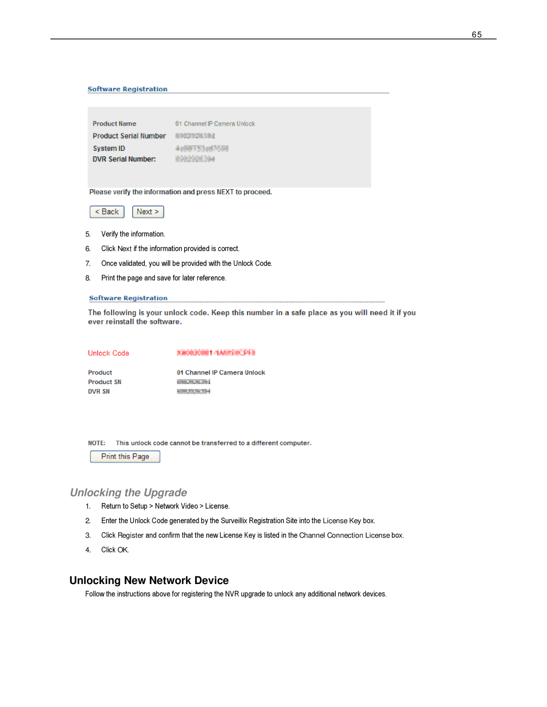 Toshiba HVS32-240-X, HVS32-480-X, XVS4-120-X, XVS16-240-X, XVS16-240V-X Unlocking the Upgrade, Unlocking New Network Device 