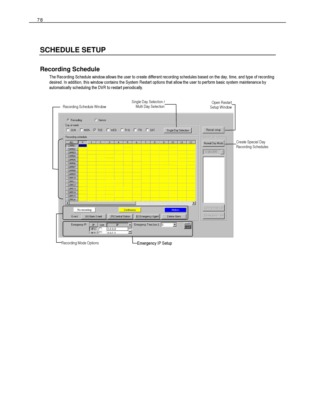 Toshiba XVS16-240V-X, HVS32-480-X, XVS4-120-X, XVS16-240-X, HVS16-480H-X, HVS32-240-X Schedule Setup, Recording Schedule 