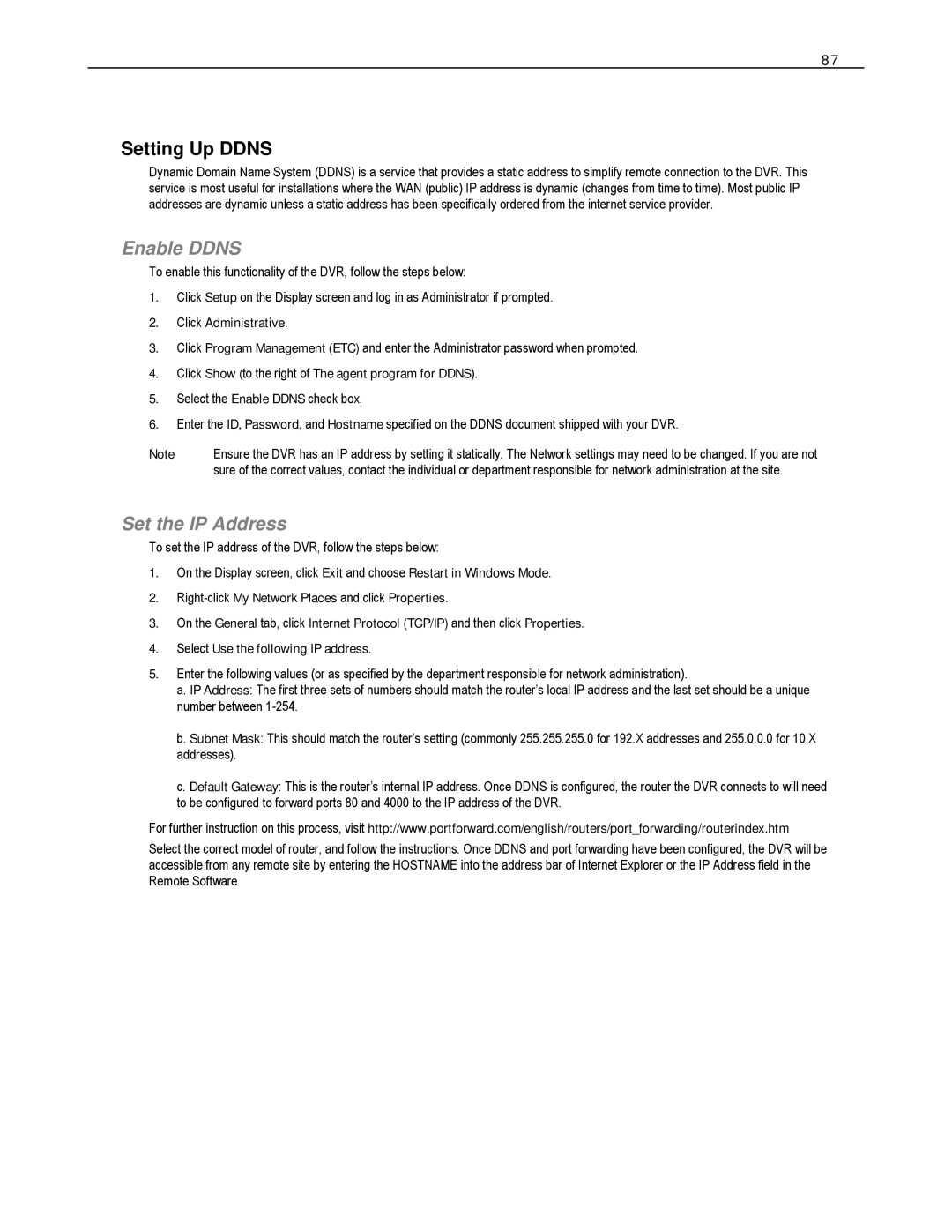 Toshiba DVS16-480H-X, HVS32-480-X, XVS4-120-X Setting Up Ddns, Enable Ddns, Set the IP Address, Click Administrative 