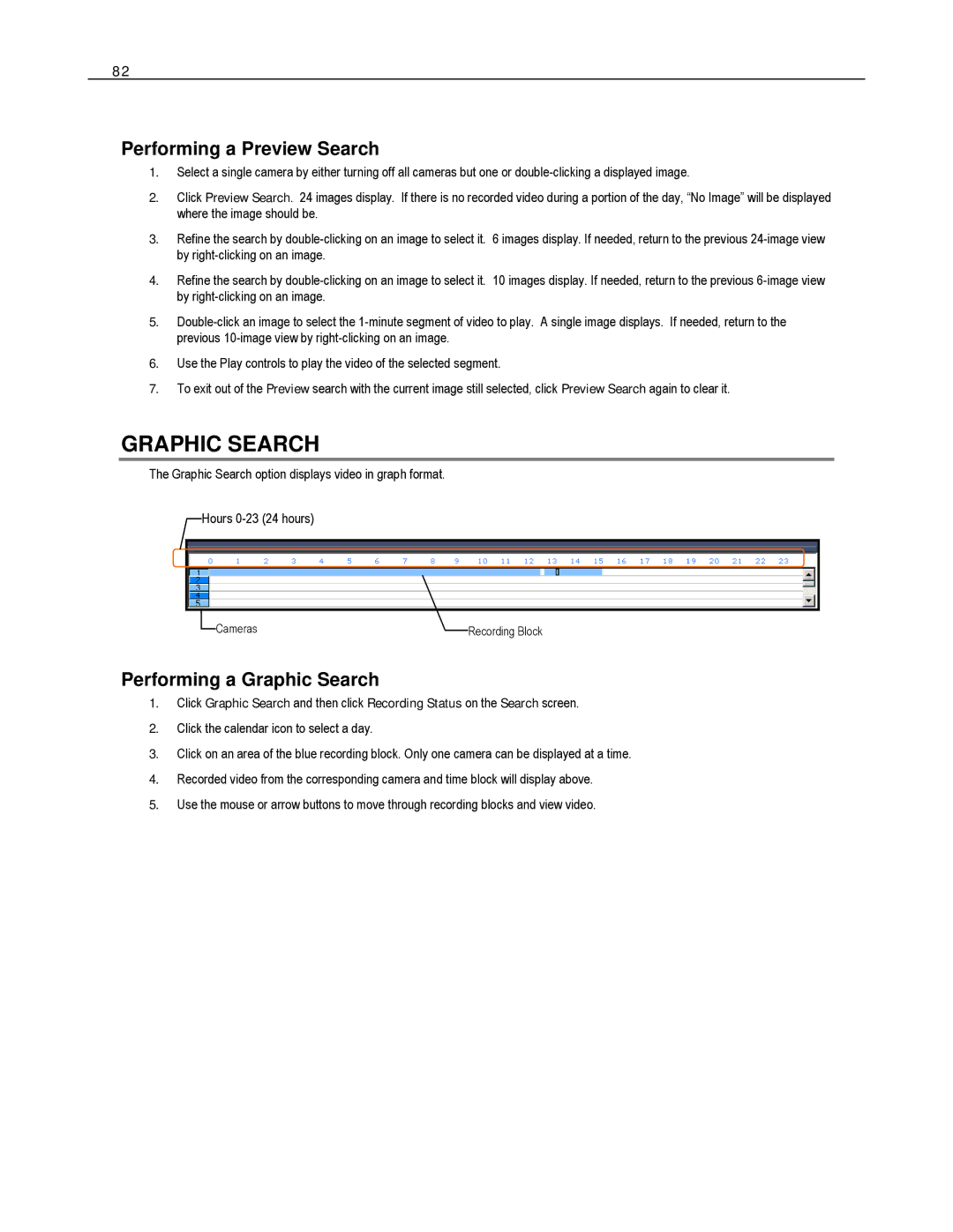 Toshiba HVS16-480H-X, HVS32-480-X, XVS4-120-X, XVS16-240-X Performing a Preview Search, Performing a Graphic Search 