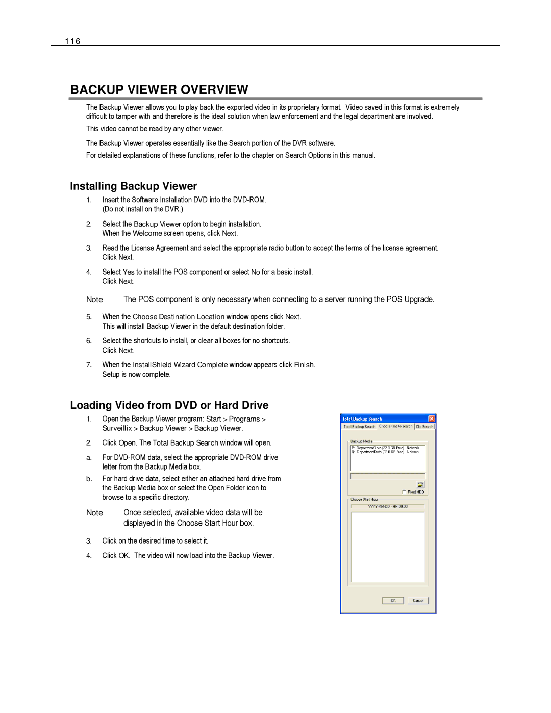 Toshiba DVS32-240-X user manual Backup Viewer Overview, Installing Backup Viewer, Loading Video from DVD or Hard Drive, 116 